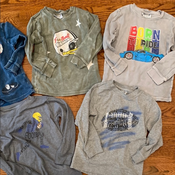 Three & Out Kids Long Sleeve Graphic Tees - Blue, Green, Gray 4t Denny’s Bundle - Picture 3 of 12